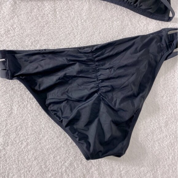 5/$25 La Vie Wn Rose Stylish Black Bikini Set W Scrunch Bottom XL - Picture 11 of 15
